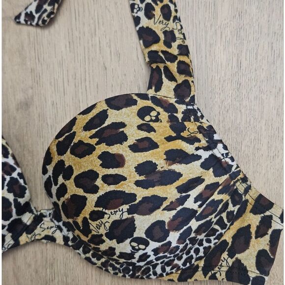 VICTORIA'S SECRET SWIM CHEETAH SKULL Y2K RETRO BOMBSHELL BIKINI 2 PIECE SWIMSUIT - Picture 7 of 11